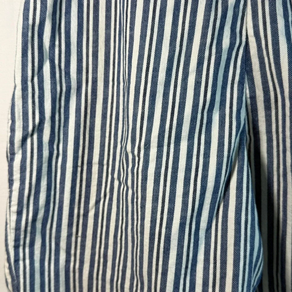 FREE PEOPLE Paperbag Striped High Waist Belted Shorts - Blue/White - Size 8 - Picture 6 of 9
